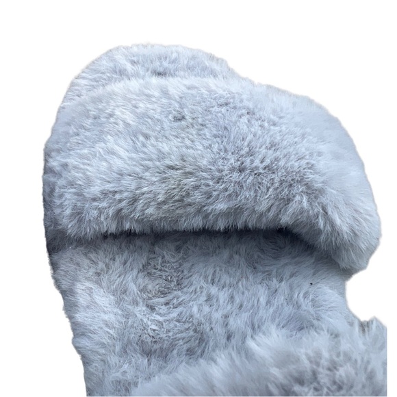 Koolaburra by Ugg double strap slide faux fur 10 gray slippers hard bottom - Picture 2 of 10